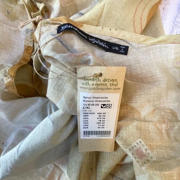 Gudrun Sjoden Women's "Chamomile" Apron Organic Cotton Tan L/XL New $74 - Picture 3 of 9